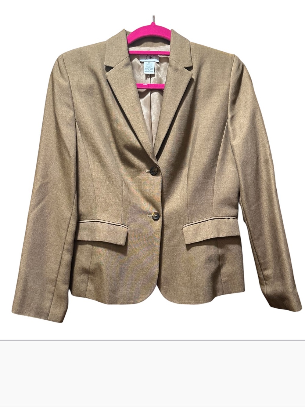 LOFT Metallic Taupe Two-Button Tailored Blazer